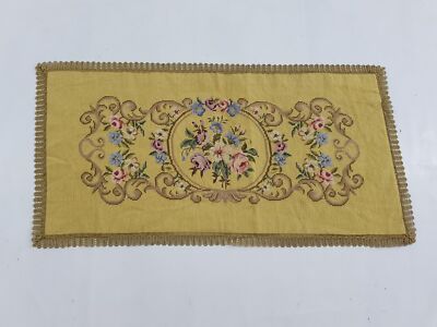 Vintage französischer Tischläufer mit Nadelspitze Blumen 88 x 46 cm