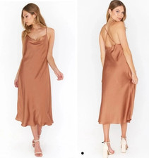 Show Me Your Mumu Verona Cowl Neck Copper Luxe Satin Slip Dress size XXS 00 NWT