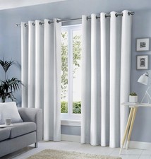 Fusion Sorbonne 100% Cotton Lined Eyelet Curtains 90" x 90" Drop Ready Made Pair