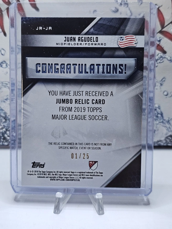 2019 Topps MLS /25 Orange Game Used Logo Patch Juan Agudelo New England!  B16 - Image 2 of 3