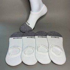 Bombas Unisex No Show Socks 4 Pair Pack White Gray Size S, M, L, XL