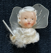 Vintage MCM Holt Howard? Angel Christmas Tulle Wings Chenille Arms Head Only