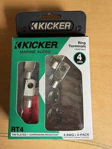 KICKER Marine-Grade 5/16" Ring Terminals for 4 AWG 4 Gauge Wire (4 Pack) 47RT4
