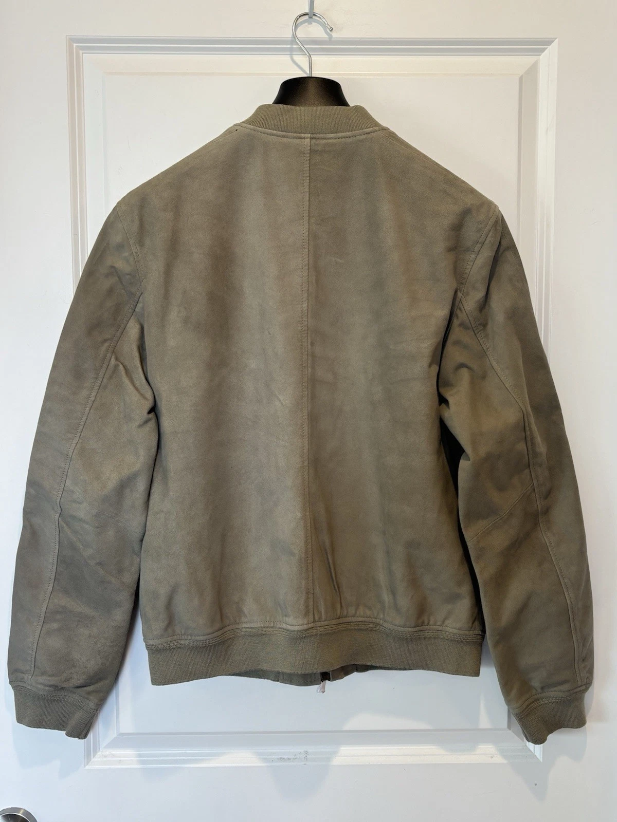 NWT $798 John Varvatos Jacket 54 L Men's Khai Suede Bomber Khaki Light Green - product detail image 4