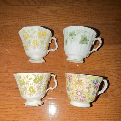 Royal Albert Royal Court Grosvenor Bone China Floral Tea Cups Set of 4
