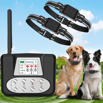 Wireless Dog Fence System, Electric Fence for 2 Dogs with LCD Screen, Adjustable