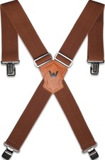 WELKINLAND 2Inch-Wide Work Suspender, Brown-Elastic Suspenders 2-Inch, Brown
