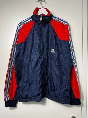 Vintage DIANA Track Jacket XL Blue Red 90s Windbreaker Nylon Retro Sport