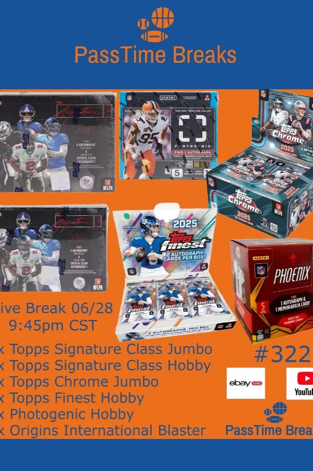 2025 TOPPS SIGNATURE CLASS FINEST CHROME FOOTBALL - 6x Box Hobby BREAK 3225