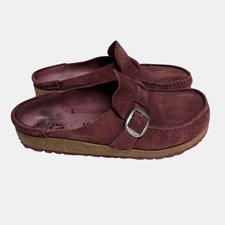 Birkenstock Buckley Clogs Womens 40 Maroon Burgundy Suede Moccasin Mule Slip On