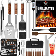 Grilliance BBQ Grillbesteck Set 30 Grillzubehör Aus Hochwertiger Edelstahl Grill