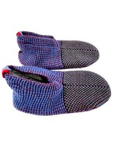 BOMBAS Blue Multicolor Gripper Slipper Bottom Bootie Socks Medium