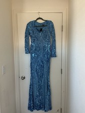 Fashion Nova Blue Full Sequin Mermaid Style Gown XL New With Tags Gorgeous