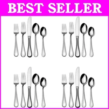 Premium 18/10 Stainless Steel Flatware Set - 20 Pieces, Dishwasher Safe Service