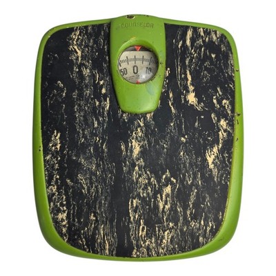 Vintage MCM Counselor Bathroom Scale Avocado Green Speckled Finish Working Cond.