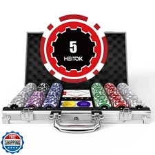 Poker Chips with Denominations, 300-pcs 11.5g Weighted Numbered Casino Chips 