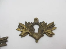 Victorian Brass Escutcheon Keyhole Plate Old Rococo French Box Door Chest Trunk