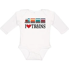 Inktastic I Love Trains Long Sleeve Creeper Choo Childs Clothing Apparel Railfan