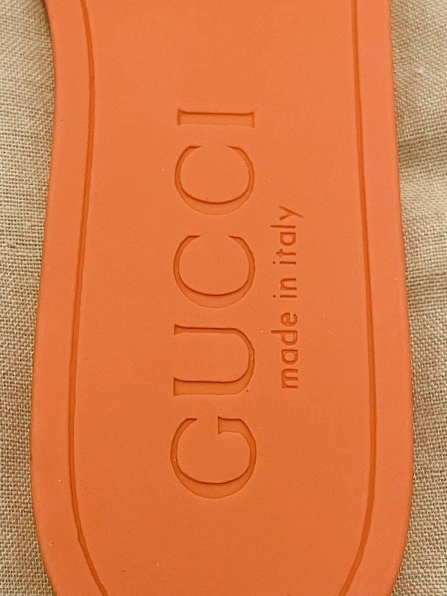 Gucci Women's Interlocking G Slide Sandal Orange size 12 With Dust