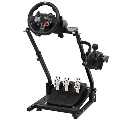Racing Wheel Stand Height Adjustable Foldable Steel Gaming Cockpit for Simulatio