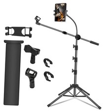 Mic Stand, Microphone Stand Floor Boom Mic Stand with Tablet Phone Holder