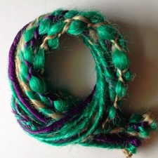 15 SE Single Ended Synthetic Green Purple Dreads Dreadlock Hair Extensions