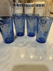 Cobalt Blue Angel Fish Tumblers Set of 4 Sportsmen Series Juice Glass