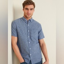 Old Navy Men's Linen Blend Gingham Shirt - XL
