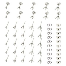 150 Pcs 5 Sizes 304 Stainless Steel Blanks Prong Earring Settings with 150 Pc