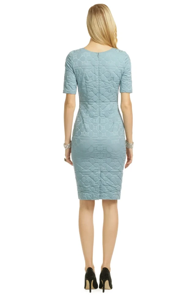 Vestido Vaina Para Mujer Vera Wang Azul Marcas Onduladas Texturizado Manga Corta 6 $1095 Foto 2 de 4