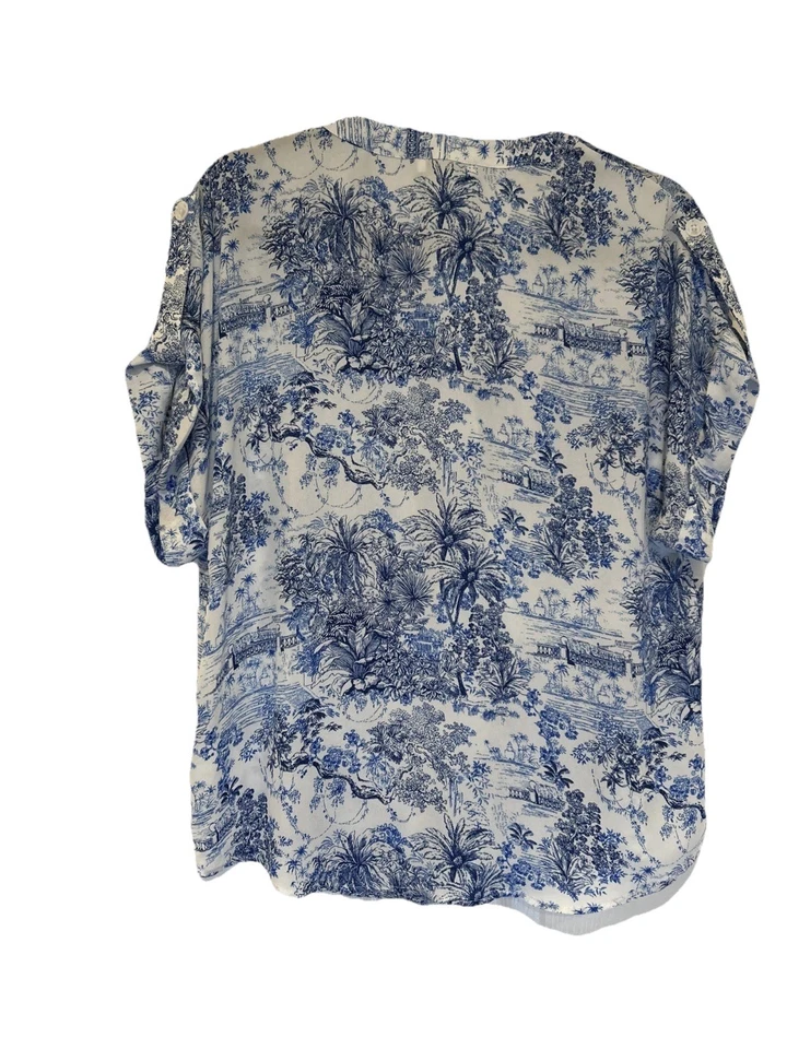 Blusa para mujer Cupcakes y cachemir S blanca azul jungla toile floral gasa Foto 3 de 4