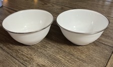 2 White Enamelware Bowls, Pottery Barn  Retir...
