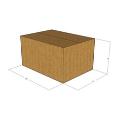 200 15x11x8 Kraft Brown Corrugated Shipping Boxes 32 ECT Single-Wall New