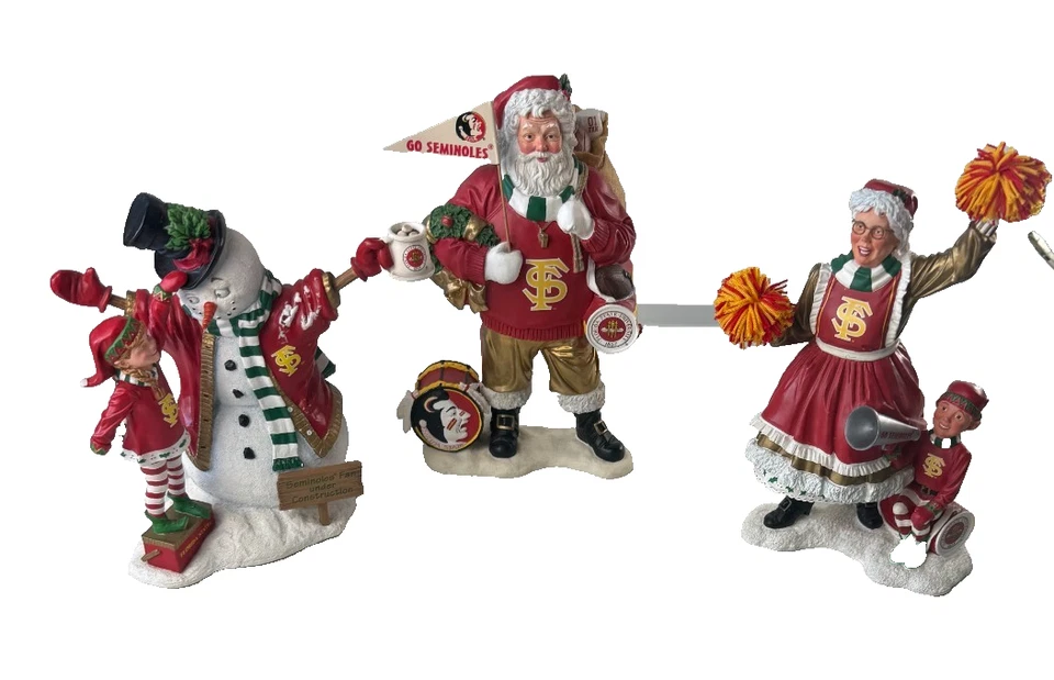 Danbury Mint NCAA Florida State Seminoles FSU Lot of 3 Christmas Figurines 9" - Image 2 of 4
