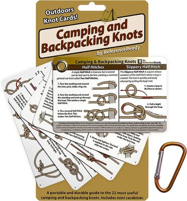 Outdoor Knots - Waterproof Knot Tying Cards with Mini Carabiner - Includes 22 Ro