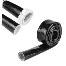 Heat Shield Fire Sleeve ID×5FT Silicone Coated Fiberglass Heat Protection, 1/2"