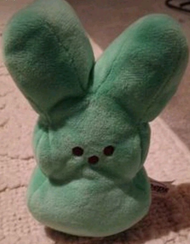 PEEPS PLUSH STUFFED PLUSH TOY 8” X 5” MINT GREEN BROWN EYES & NOSE NEW