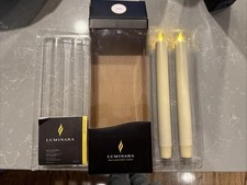 Luminara Flickering Flameless Ivory Taper Candles, 2 AA Battery Operated Decor