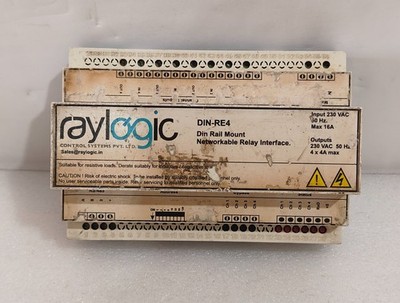 RAYLOGIC CONTROL SYSTEM DIN-RE4 DIN RAIL MOUNT NETWORKABLE RELAY INTERFACE