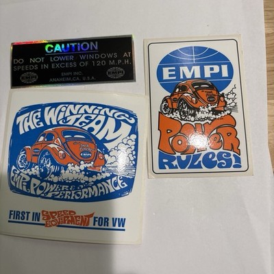 Lot 3 Vintage Empi Power Rules Racing Logo Decal Sticker VW Bug Beetle related