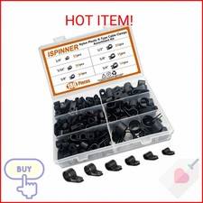 ISPINNER 180pcs Nylon Plastic R-Type Cable Clamps, 1/4" 5/16" 3/8" 1/2" 5/8" 3/4