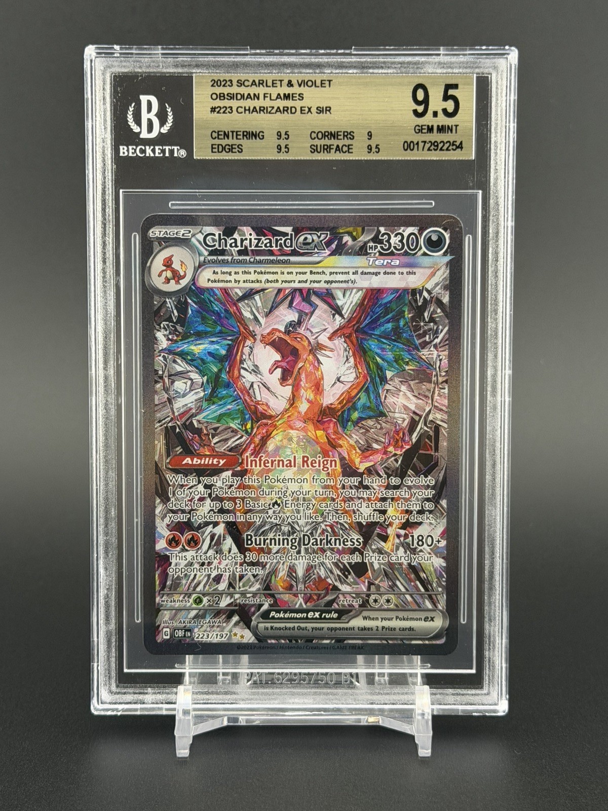 Charizard ex 223/197 BGS 9.5 GEM MINT- 2023 Pokemon SV Obsidian Flames SIR