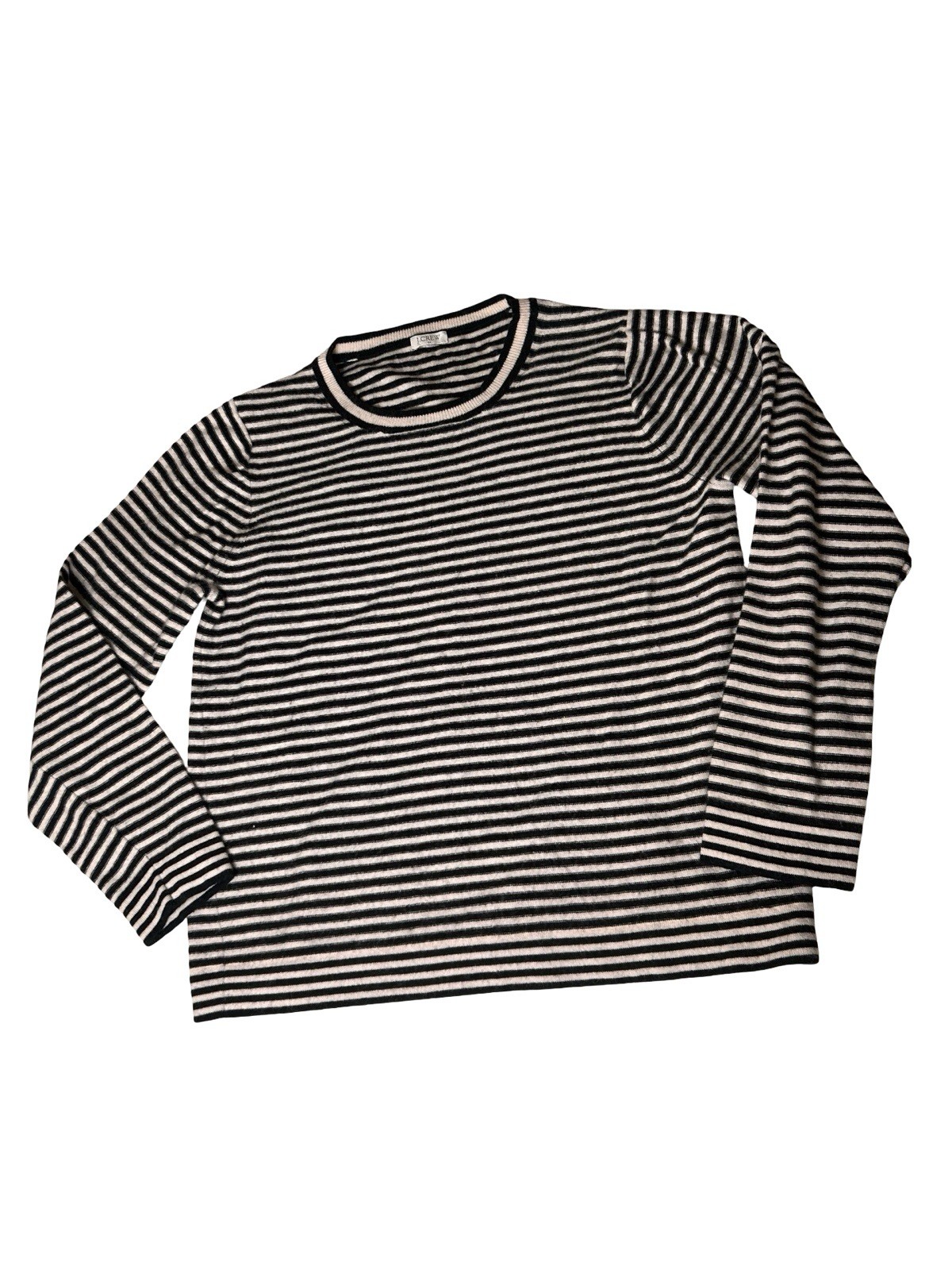 J Crew Soft Wool Blend Sweater Women Size M/L Pink Black Pullover Striped READ