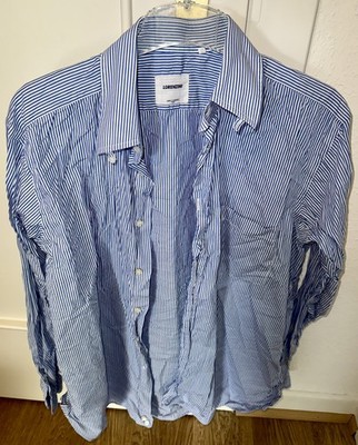 Lorenzini Hemd Herren Gr. 40 blau weiß gestreift Made in Italy