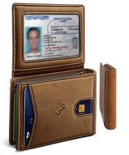 Men Wallet, Slim Leather Wallet Front Pocket Card Holder Gift For Men 11 Slot...