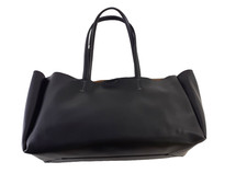 M&S  Faux Leather Structured Tote Bag Black Zipped Inside Purse New