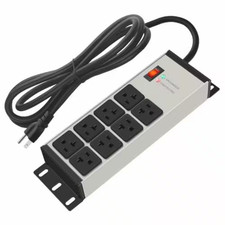 20 Amp 8-Outlet Heavy-Duty Metal Power Strip Surge Protector 12-Gauge 6 Ft. Cord