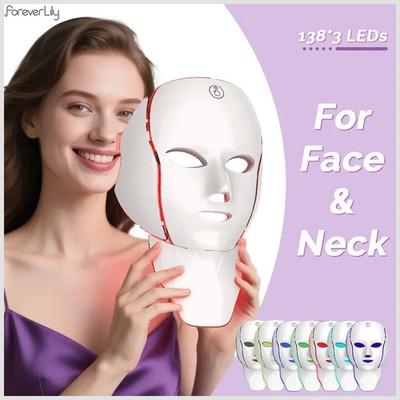7 Colors Photon Facial LED Mask Red Light Therapy Anti Aging Face Neck Beauty Ma