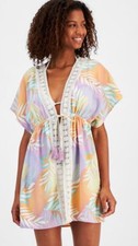 MIKEN Tie Waist Swimwear Coverup Size XL Crocus Petal Peach Multi Retail 38