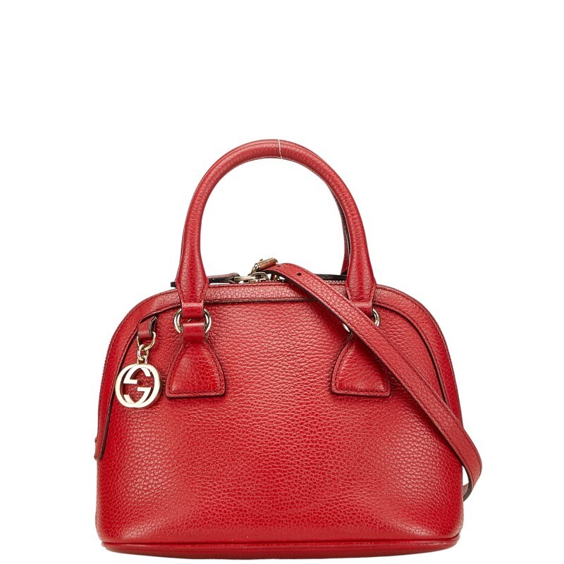 GUCCI Red Leather Shoulder Bag 2-Way Handbag 449661 587061